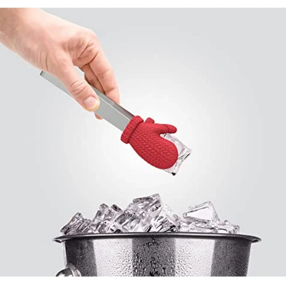 Stainless Steel Silicon Mittens Ice Picker Tongs